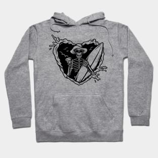 heart surf skeleton Hoodie